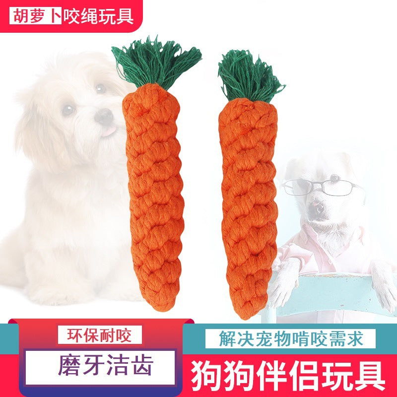 Pet cotton rope toy dog hand-woven cotton rope carrot dog teeth cleaning and chewing pet toy