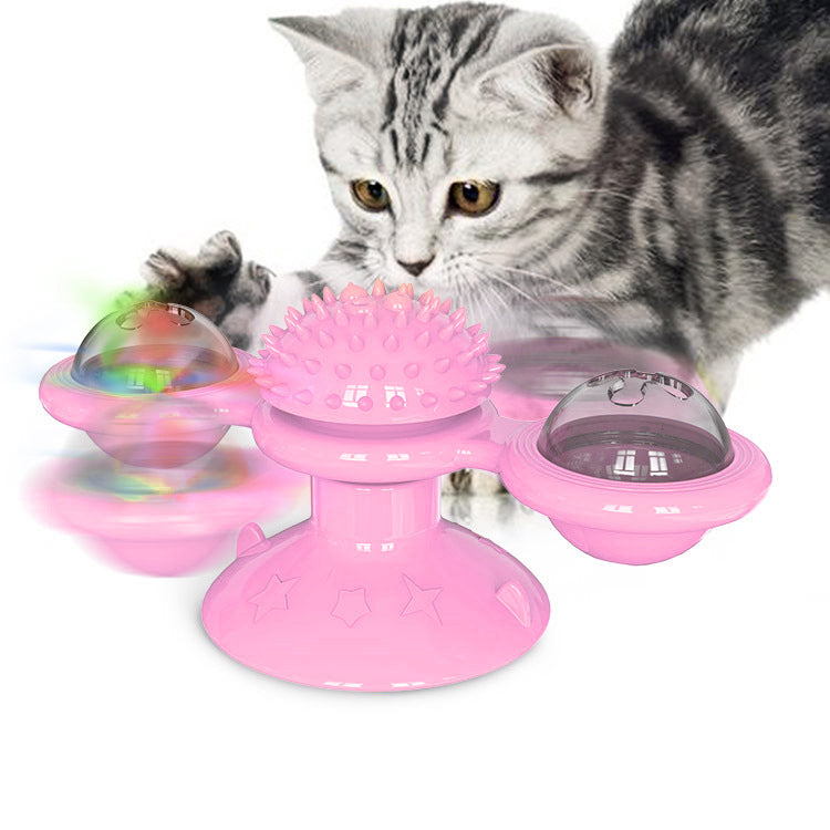 Pet supplies Amazon new spinning windmill cat toy turntable cat toy scratcher cat brush