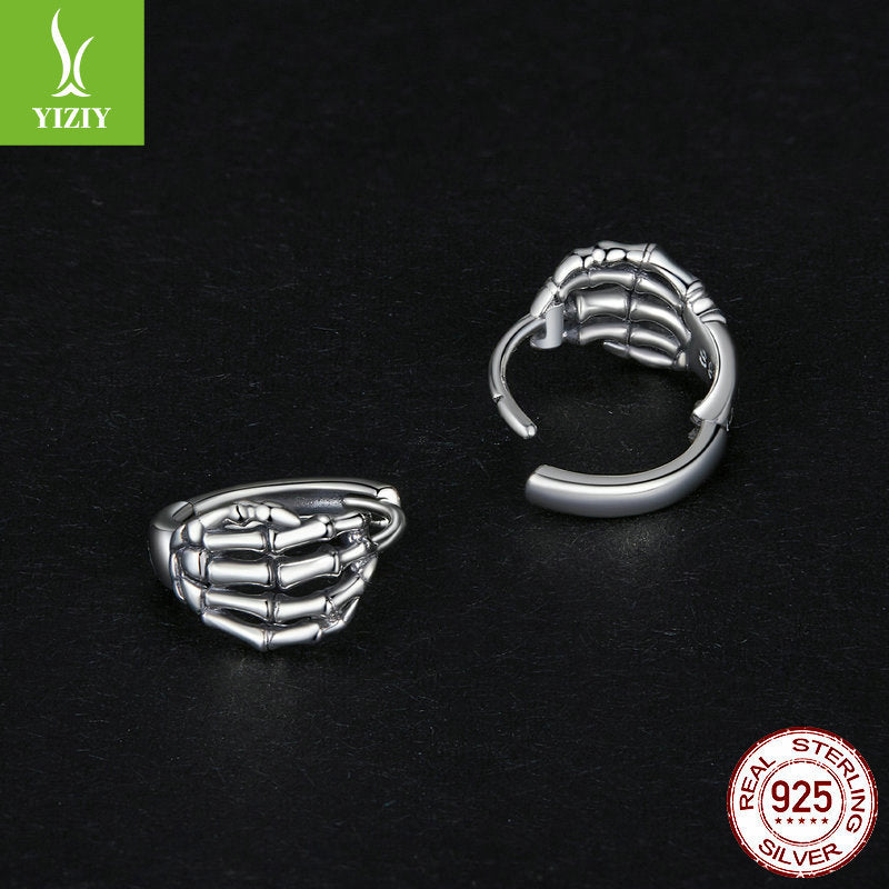 Silver Ziyun original Halloween skull hand bone earrings European and American dark style s925 sterling silver earrings earrings manufacturers