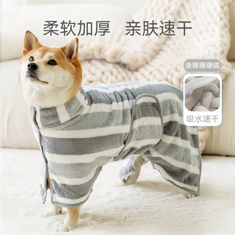 Dog bathrobe oversized absorbent quick-drying golden retriever shiba inu cat disposable bath towel pet clothes bath towel