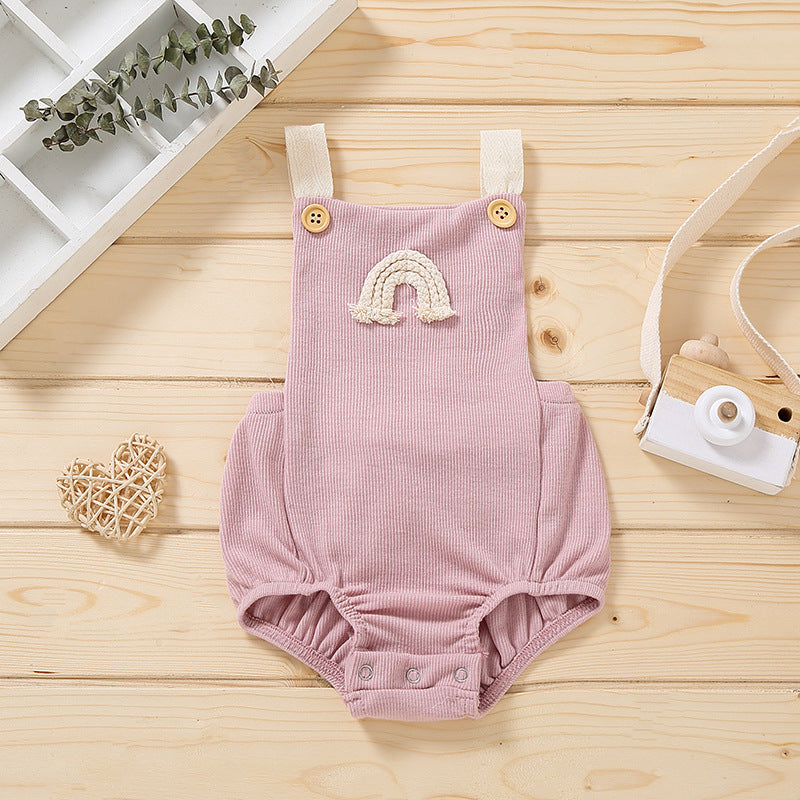 Sleeveless concealed buckle general male and female baby onesies spot cotton non-hooded triangle climbing