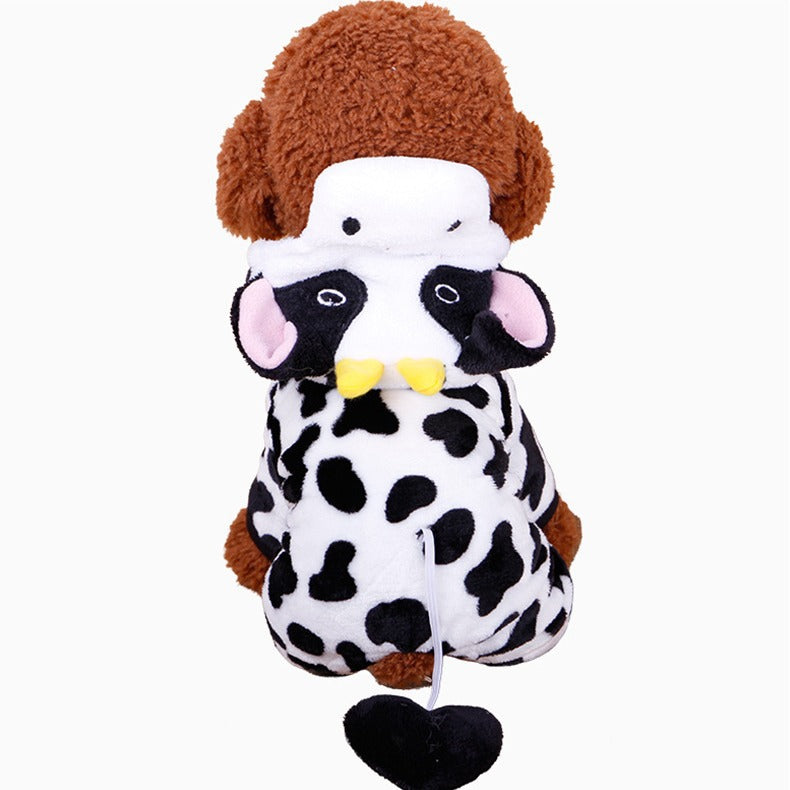 T Manufacturer New Pet Clothes Coral Fleece Puppy Clothes Cartoon Elk Dog Transformation Clothes Autumn and Winter