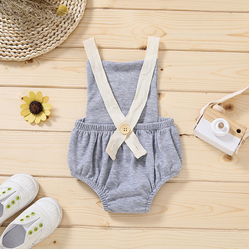 Sleeveless concealed buckle general male and female baby onesies spot cotton non-hooded triangle climbing