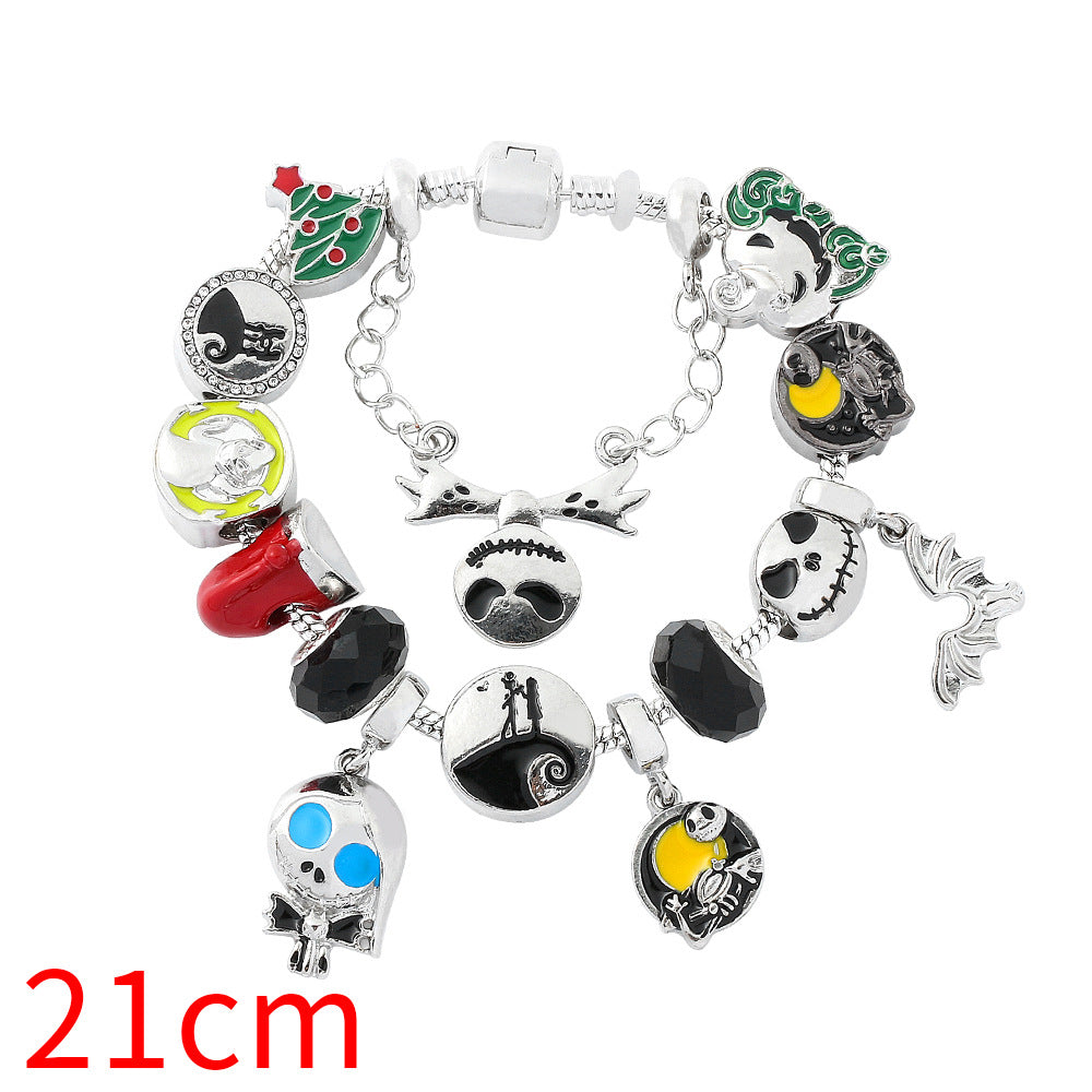 Amazon New Halloween Combination Bracelet Pumpkin Head Spider Bat Ghost Pendant Holiday Decoration Gift