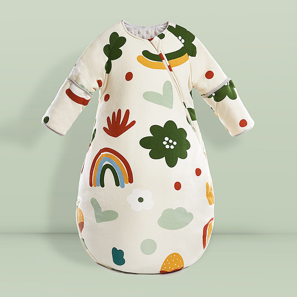 Autumn and winter baby sleeping bag children's bean velvet blanket thickened anti-kick quilt four seasons comfort baby sleeping bag cross-border