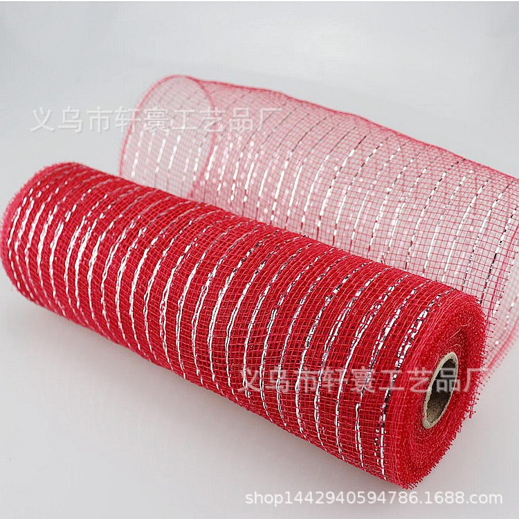 Flower packaging network Amazon Christmas ribbons mesh plastic multiple gold wire mesh Halloween Easter