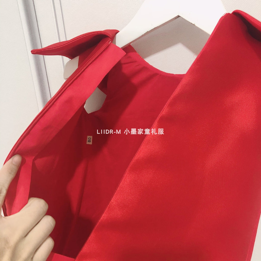 Girls sundress dress children's baby girl one-year-old dress big bow princess dress handmade pearl diamond dress spring