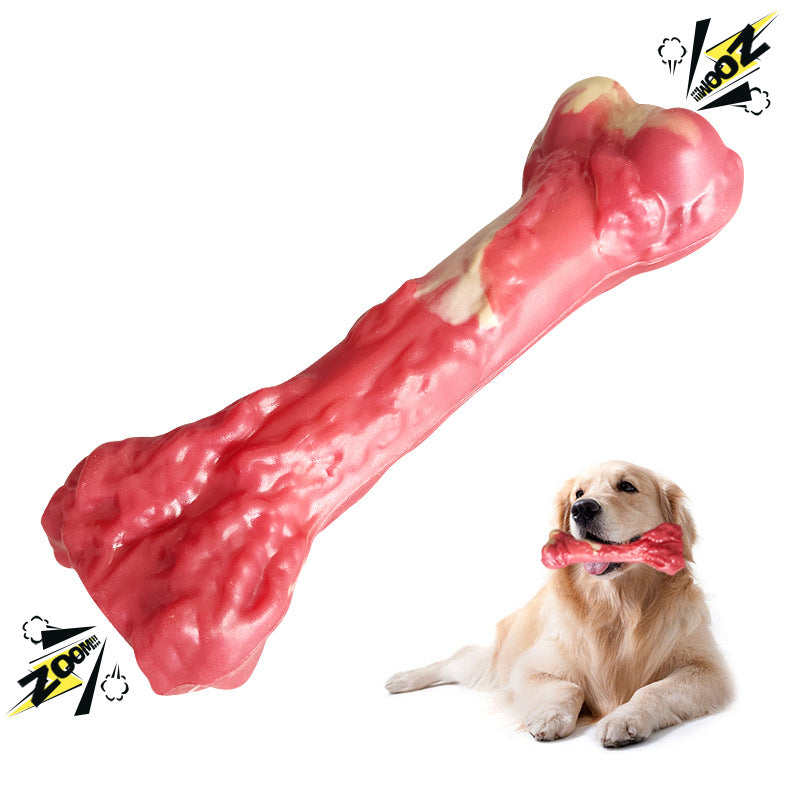 Amazon new dog chewing sound toy teeth grinding rubber simulation small bone leaking food pet toy