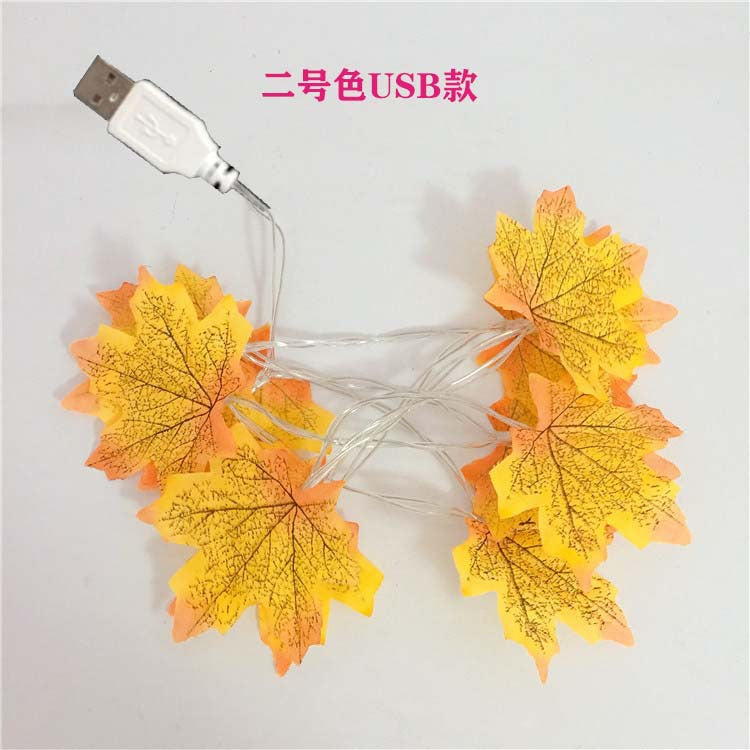 New Christmas LED light string pumpkin maple leaf light string battery box solar Halloween decoration light string
