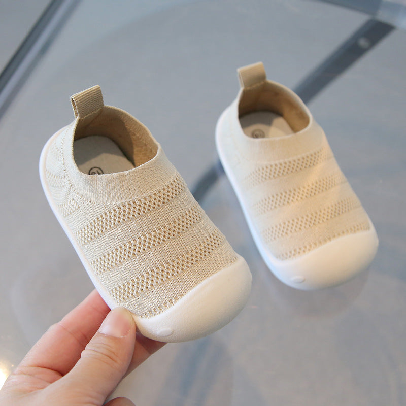 Baby toddler shoes spring and autumn new breathable non-slip indoor shoes baby net shoes knitted children's shoes flying knitted socks shoes