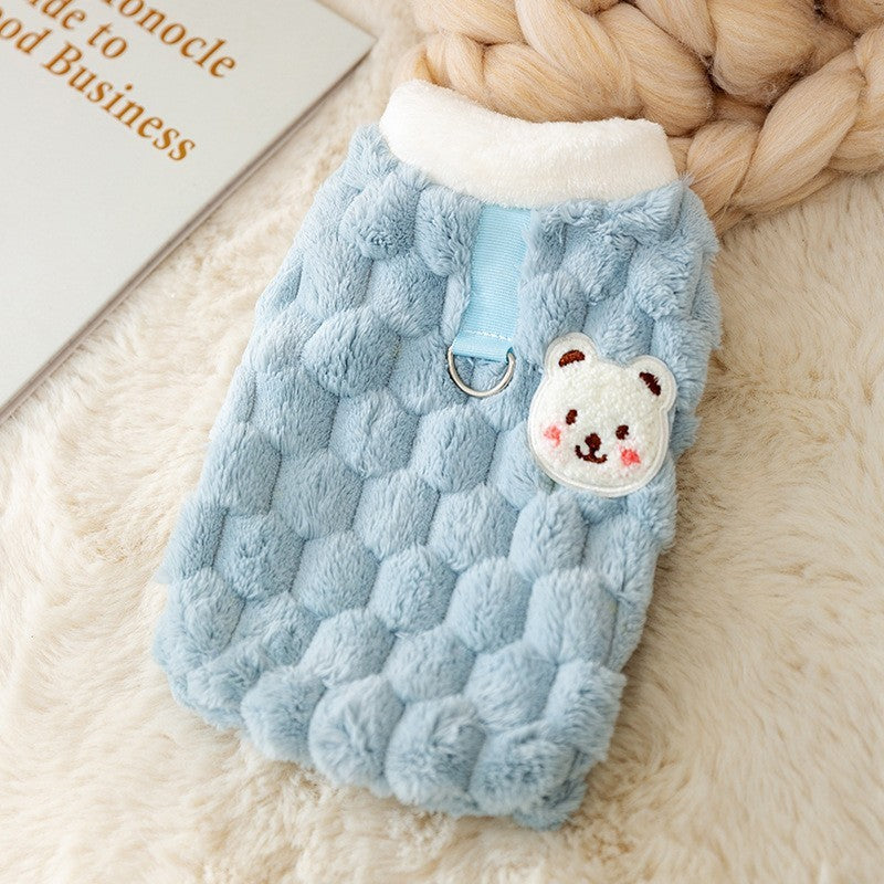 New autumn and winter Korean version dog cute cartoon small and medium-sized dog bear sweatshirt cat Teddy pet dog clothes