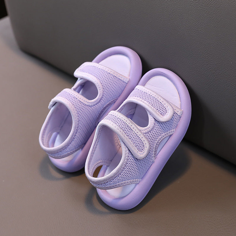 Korean children's sandals 2025 summer girls beach shoes baby soft bottom non-slip boys adjustable leisure sports trend