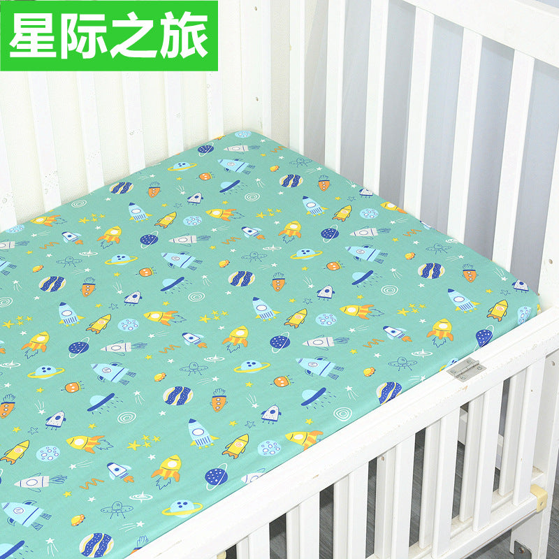 Foreign trade pure cotton crib bed sheet baby maternal and infant products ins children cartoon bed cover wholesale