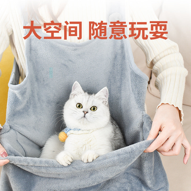 Cat Apron Cat Hugging Clothes Non-Stick Hair Chest Cat Hugging Pocket Apron Cat Bib Anti-Scratch Bag Pet Clothes Cat Bag