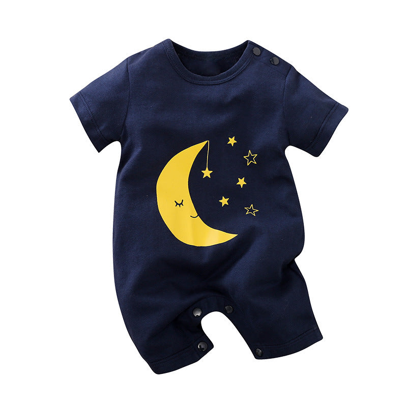 Baby jumpsuit summer clothes baby short-sleeved clothes ins style newborn cartoon animal crawling cotton romper