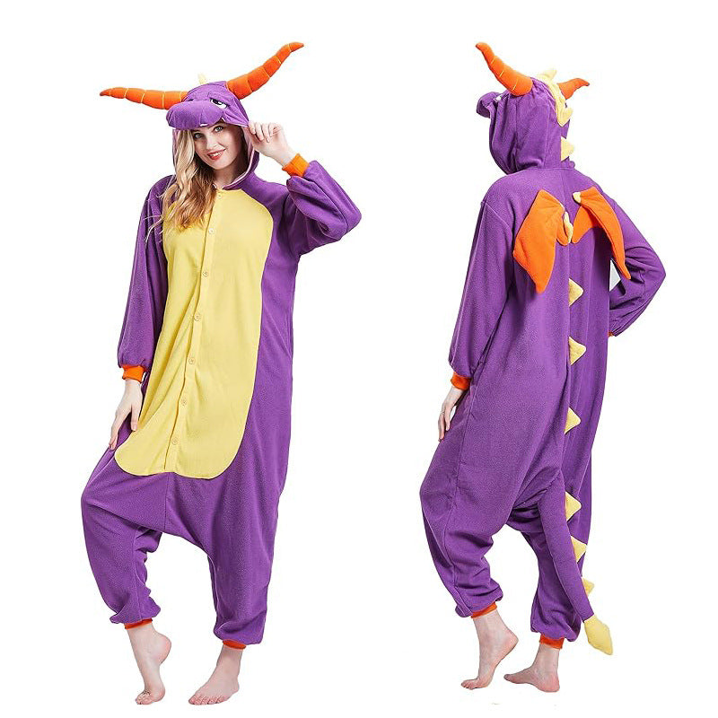 Salamander dragon taming tiger shark lion brown monkey Teletubbies adult cartoon one-piece pajamas Halloween cosp