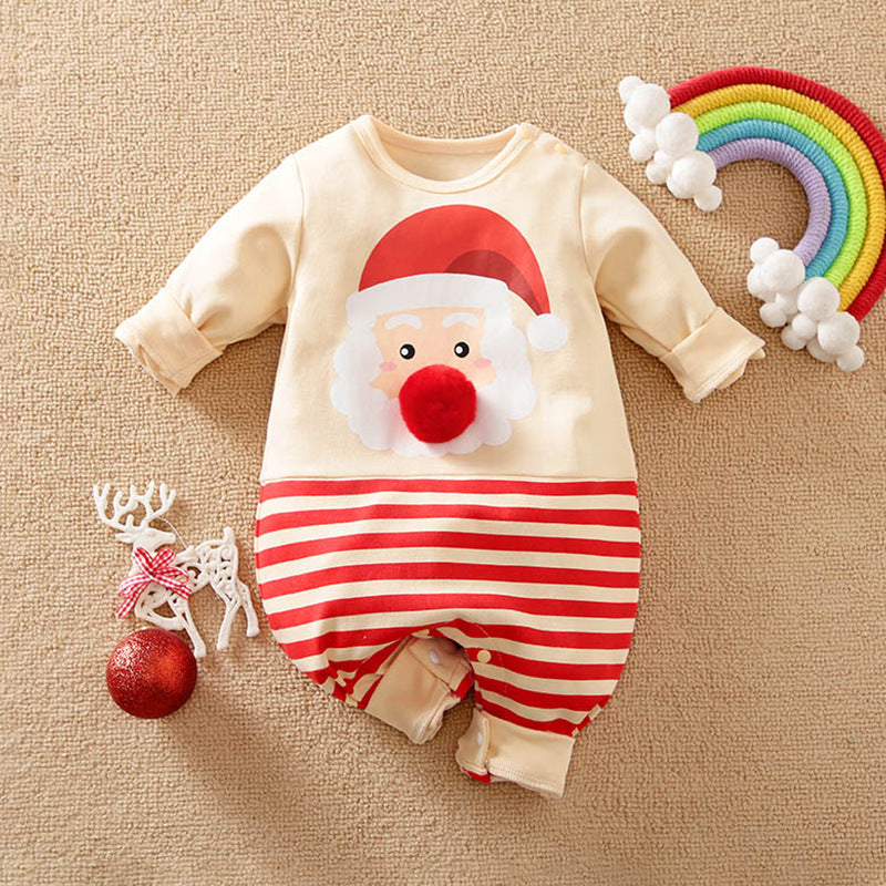 Autumn and winter Christmas baby jumpsuit baby clothes long-sleeved newborn crawling clothes baby Christmas clothing cross-border