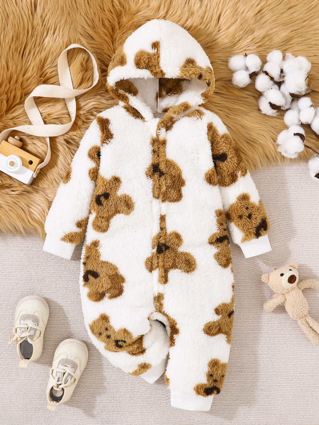 Baby baby thick warm crawling clothes jumpsuit plus fleece autumn and winter clothing