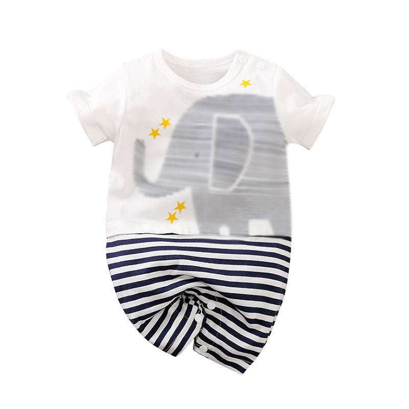 Baby jumpsuit summer clothes baby short-sleeved clothes ins style newborn cartoon animal crawling cotton romper