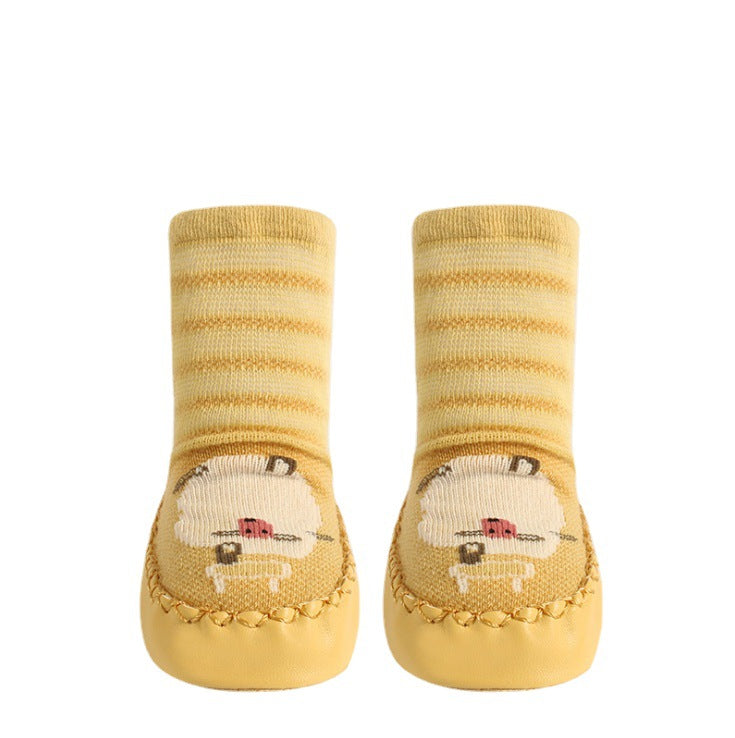 Baby Mesh Floor Socks Spring and Summer Korean Cartoon Thin Breathable Baby Leather Bottom Socks Striped Loose Children's Socks
