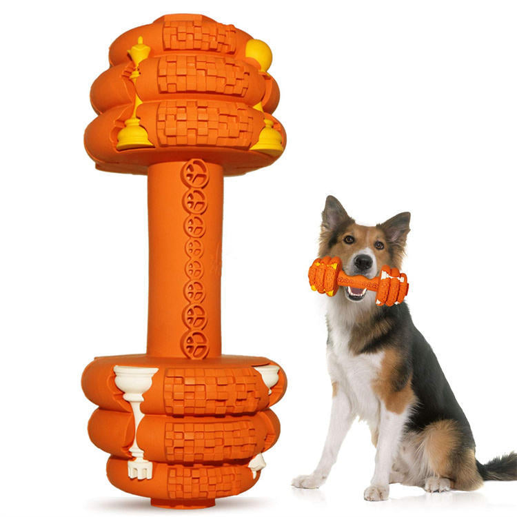 Amazon cross-border pet hot-selling large dog toy natural rubber leaking food grinding teeth cleaning teeth educational sound bite resistant