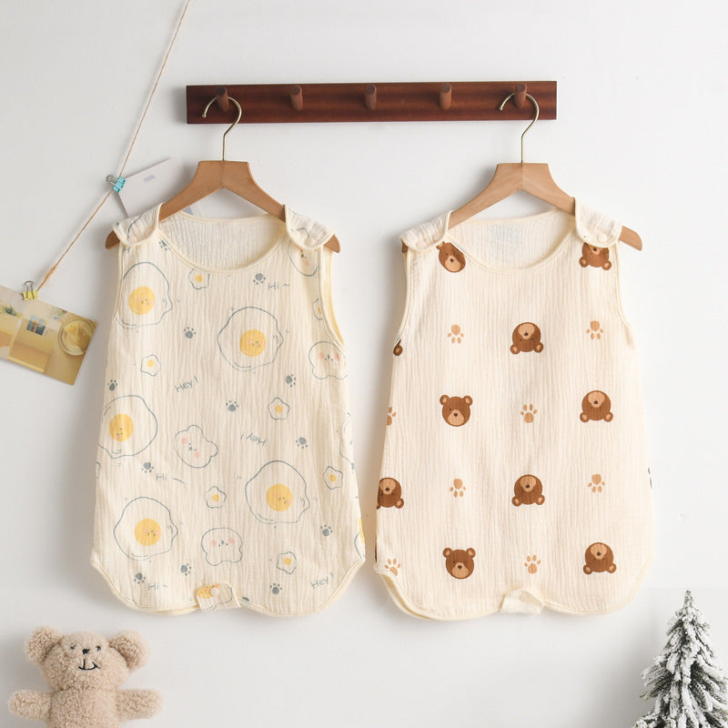 Newborn baby sleeping bag baby gauze sleeping bag children spring and summer thin anti-kick quilt four seasons universal children's pajamas