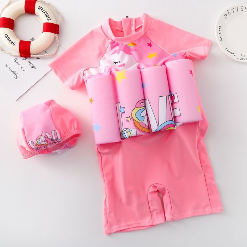 Uoa2023 new children's swimsuit one-piece buoyancy boys and girls swimsuit baby cute swimming equipment summer