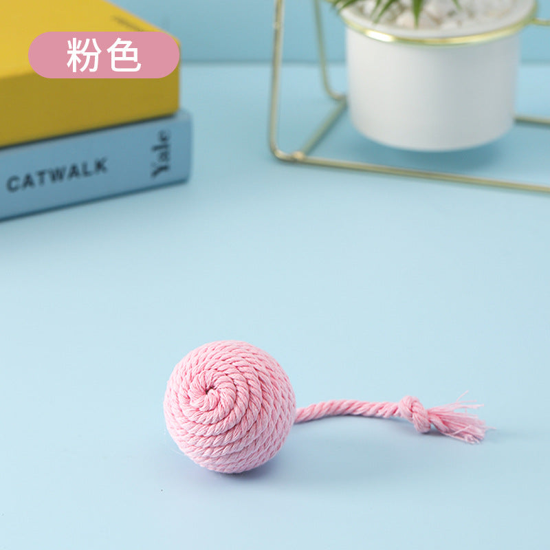 Pet Handmade Chewing Toy Hand-Pull Long Tail Cotton Ball 5cm Dog Leash Small Dog Chewing Toy Factory Wholesale