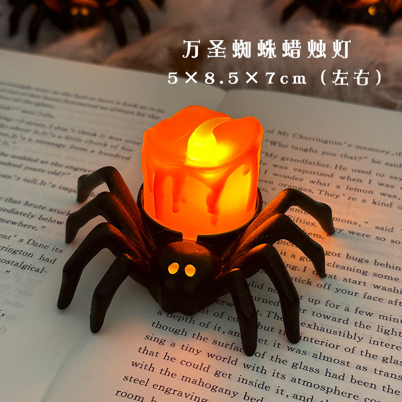 Halloween spider candle light LED electronic luminous night light party atmosphere decoration ornaments photo props