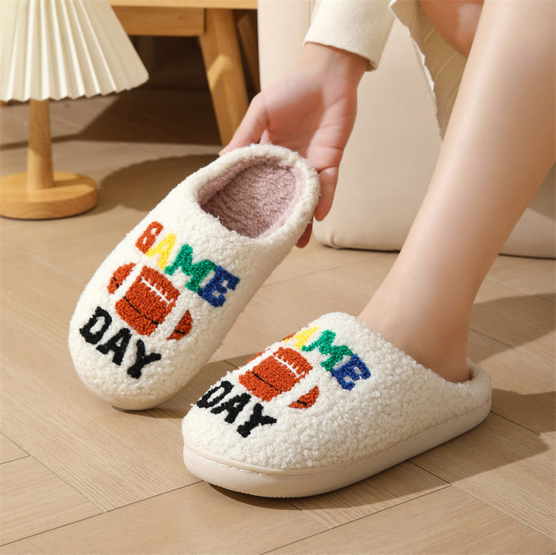 Halloween cross-border mushroom hot sale winter peach heart cotton slippers women wholesale indoor home rainbow plush warm slippers