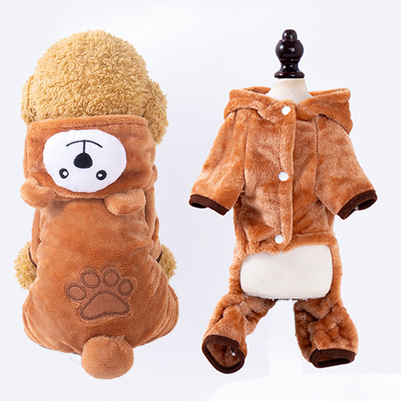 Pet clothes transformation clothes coral fleece autumn and winter dinosaur four-legged dog winter clothes cat pet clothes wholesale