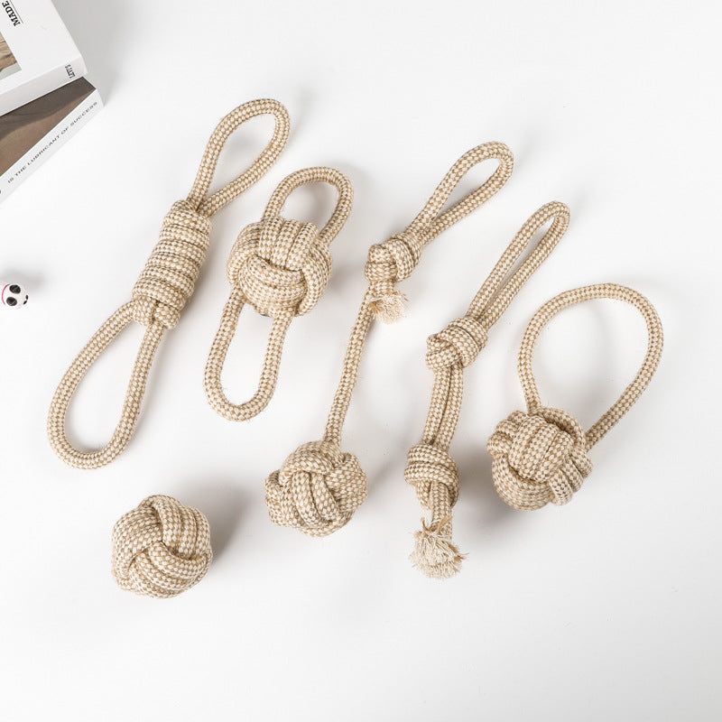 Amazon hot selling dog pet toys cotton and linen rope ball golden retriever Shiba Inu pet toys decompression toy set