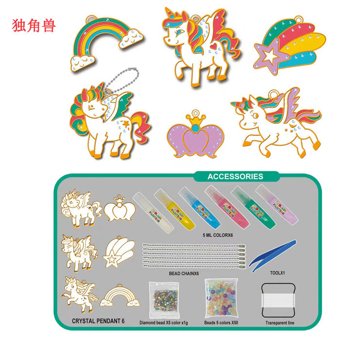 Children's baking-free glue painting crystal glue painting DIY Guka coloring pendant Christmas Halloween children's gift wholesale