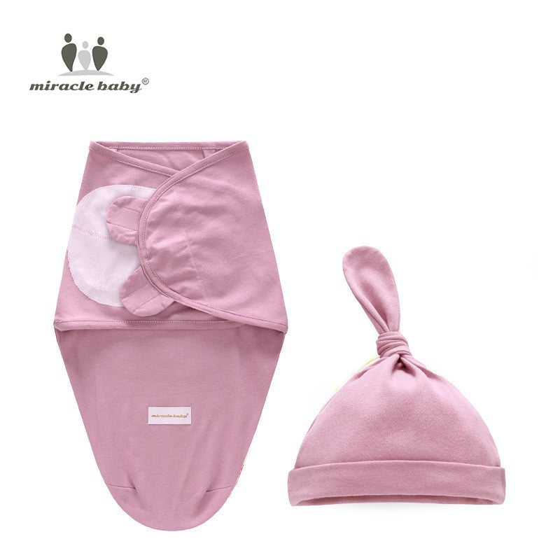 Spring and autumn thin baby sleeping bag fetal cap set ins baby swaddle wrap towel newborn anti-startle hug quilt sleeping bag