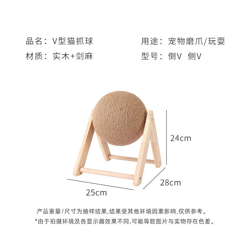Cat scratching board cat toy wooden cat scratching ball rabbit claw sharpening hemp rope cat climbing frame durable cat scratching post pet supplies