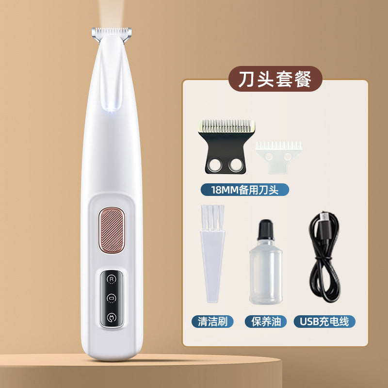 Waterproof LED light dog cat foot hair shaver pet foot hair shaving rechargeable electric hair clipper with light dog hair trimming