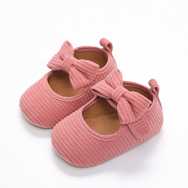2022 new spring cross-border best-selling baby shoes bowknot rubber sole non-slip toddler shoes princess shoes dropshipping