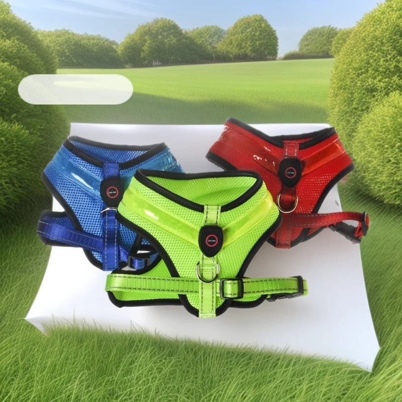 Pet Luminous Dog Vest LED Flashing Dog Outdoor Traction Clothes USB Charging Luminous Chest Harness Wholesale