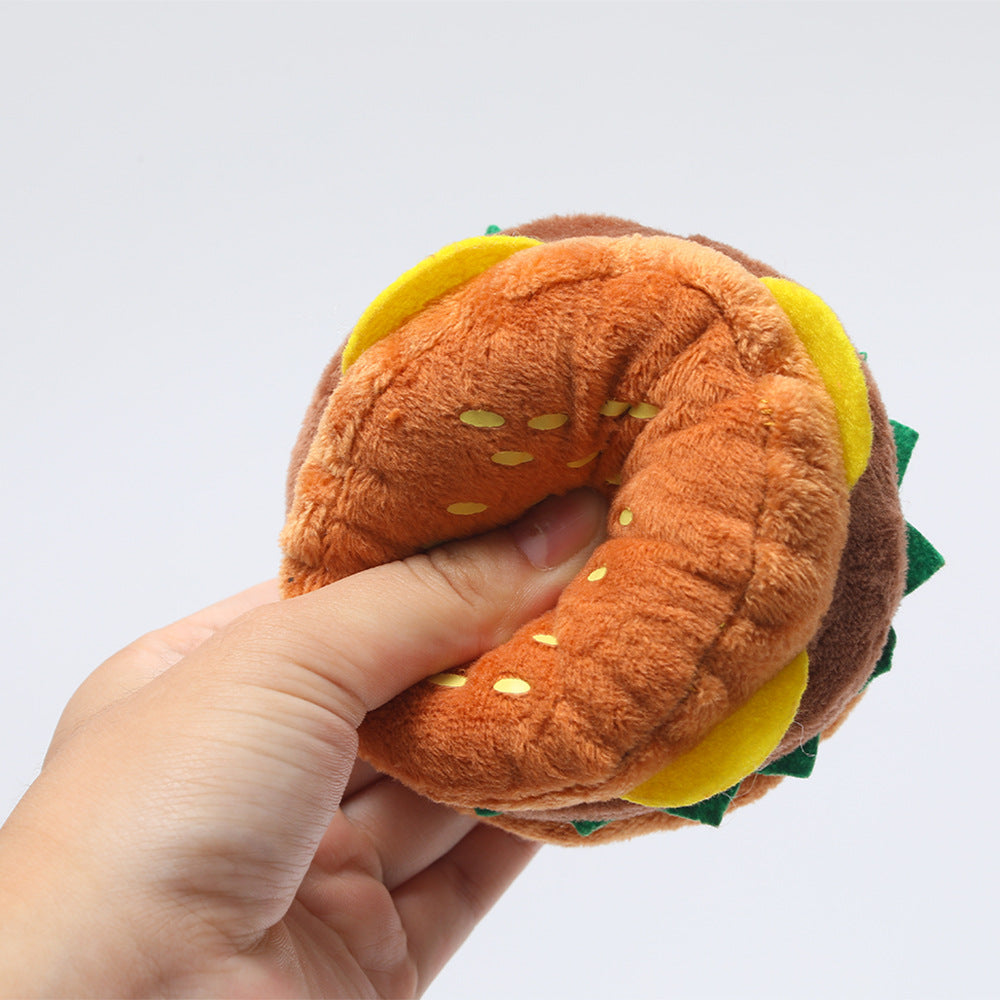 Pet supplies cross-border hamburger, teeth grinding, tooth cleaning, bite resistance, dog self-pleasure, boredom relief, training, vocal plush toy