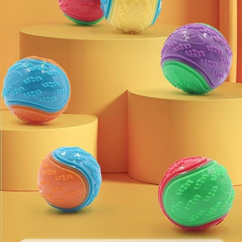 Cross-border hot-selling pet teething toy ball 6.5cm bite-resistant teeth cleaning tpr rubber ball dog interactive small and medium-sized dogs