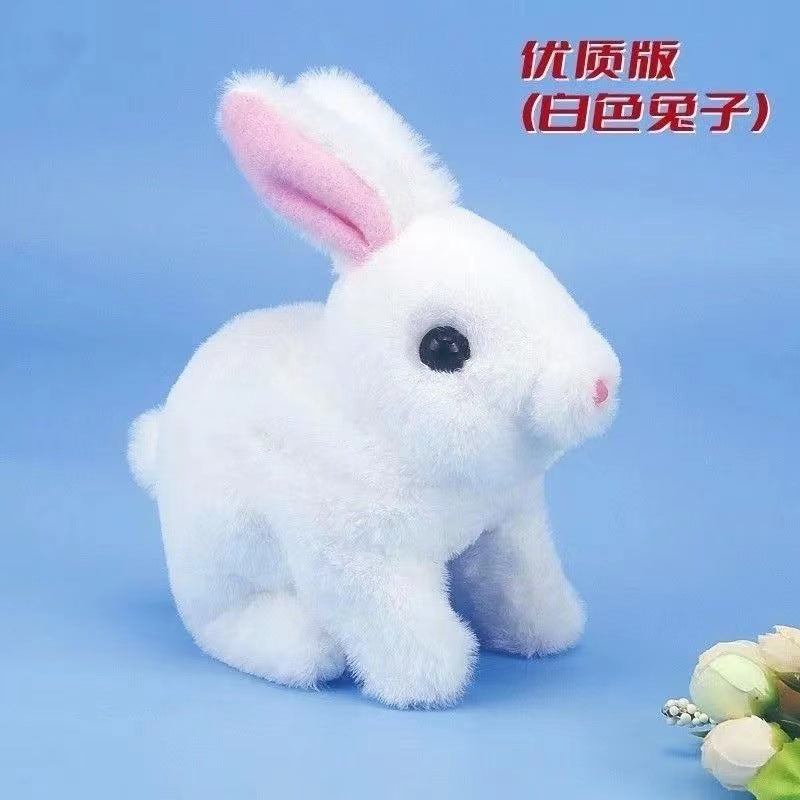 Simulation electric rabbit can walk, call and shake ears plush toy pet bunny birthday gift for girls