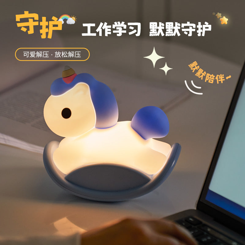 Silicone pat lamp night light panda pat lamp soft light eye protection voice control night light