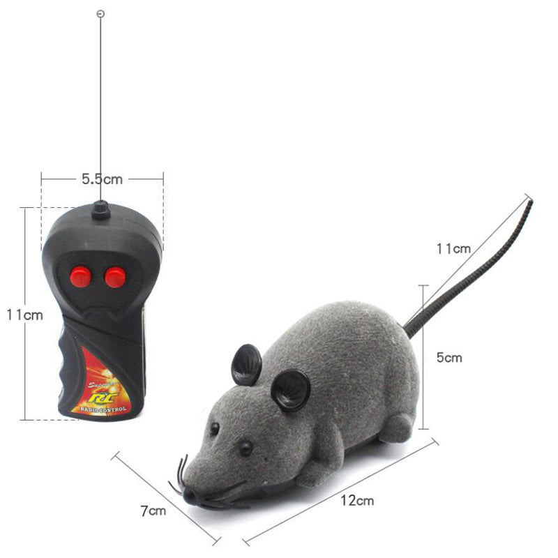 Flocking remote control mouse electric prank animal model children's pet toy to tease dogs and cats interactive products