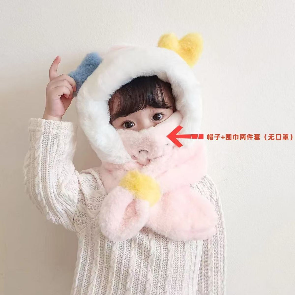 Baby hat autumn and winter newborn infant ear protection hat pure cotton cute warm boys and girls baby knitted plush hat