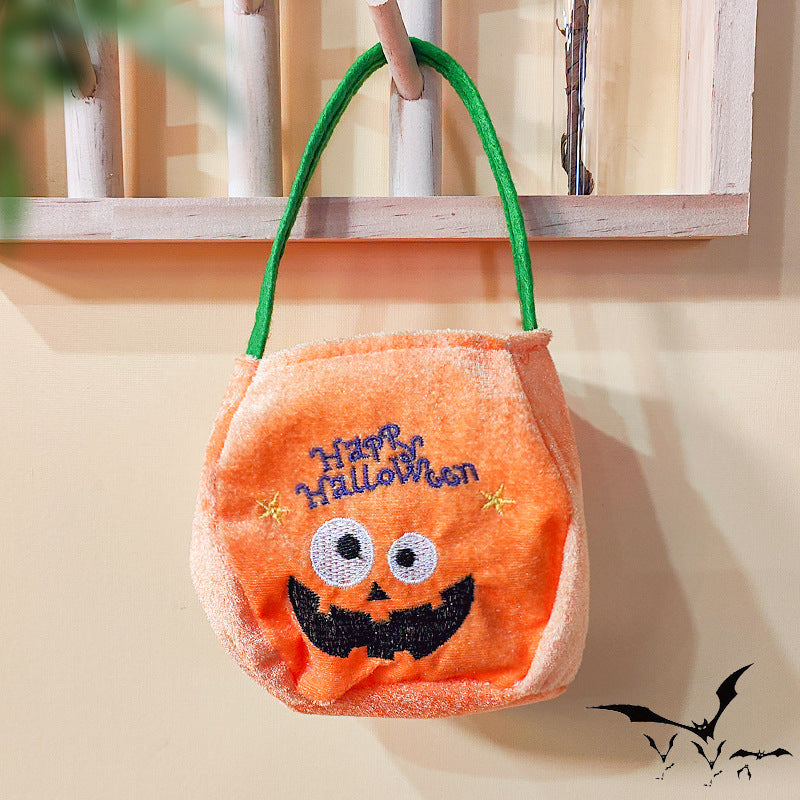 Qiaoding's new Halloween decoration supplies hooded round tote bag Ghost Festival children's candy gift bag pumpkin bag