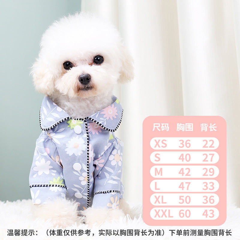 Factory direct sales of high-quality pet clothes, European, American and Korean version, French style pet clothes, dog pajamas