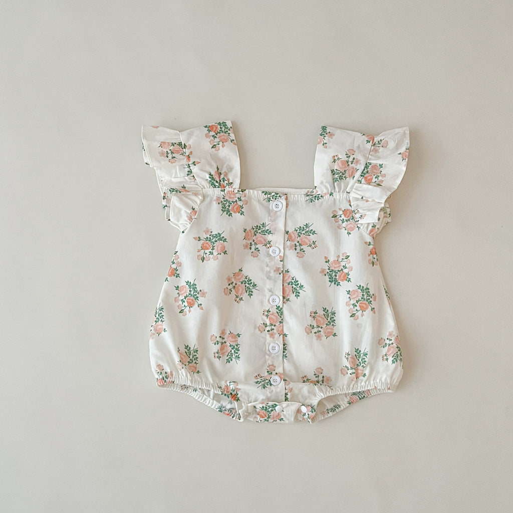 Ins baby summer new Korean version of the bag fart clothing female baby lace flying sleeve jumpsuit foreign style floral romper