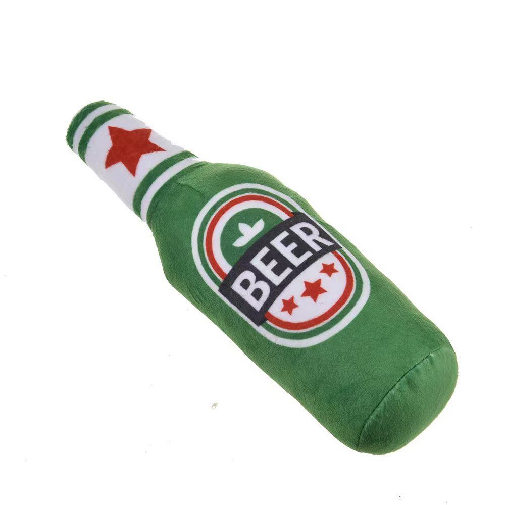 New plush stuffed vodka whiskey bottle squeaking sound pet dog chewing and grinding teeth toy