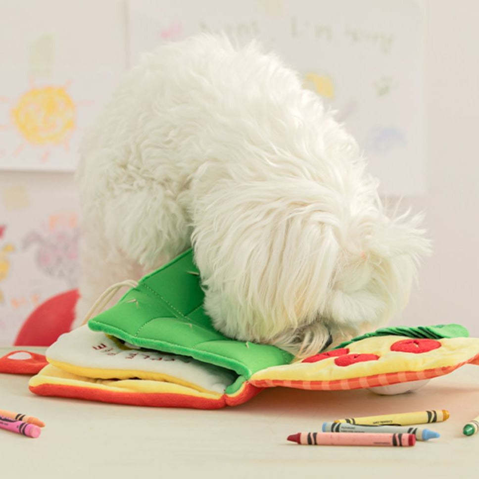 Spot Ins Korean food leakage sniffing sound cute cloth book toy dog hiding food book pet toy Amazon