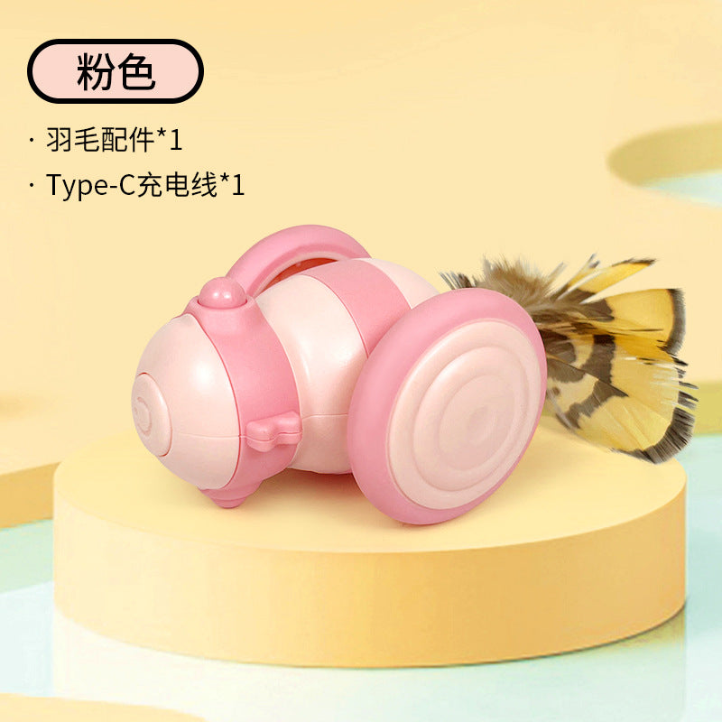 Pet electric smart cat car cat toy automatic cat with feathers cat self-entertainment running sports car Amazon